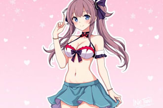 draw custom anime dakimakura art and body pillow for your oc, anime character