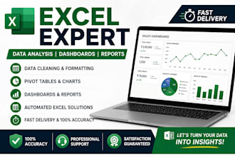 do excel data analysis, dashboards, pivot tables and reports