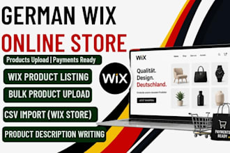 build german wix website for product  listing upload and payment integration