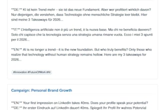 write linkedin content and profiles in ger ita eng