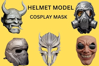 design a 3d printable helmet cosplay halloween mask model props for 3d printing