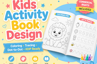 design a kids activity book, coloring book or educational book for KDP