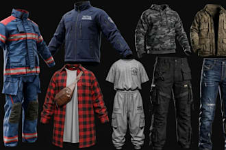 design, rig, and texture 3d clothing mesh for second life, fivem gta vrchat imvu
