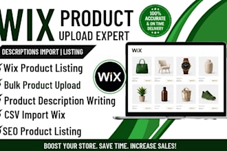 write product description, upload list and import products on wix website