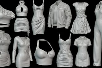 design, rig and texture 3d clothing mesh for vrchat second life fivem imvu peds