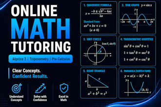 tutor you in algebra 2, trigonometry and pre calculus