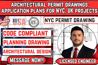 do architectural permit drawings, application plans for NYC, UK projects