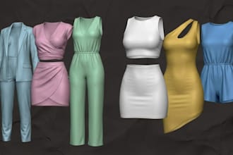 create realistic 3d second life clothing mesh outfit 3d fashion garment rigging