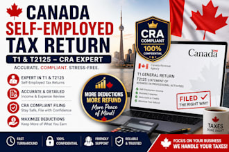 prepare your canada self employed tax return t1 and t2125 cra expert