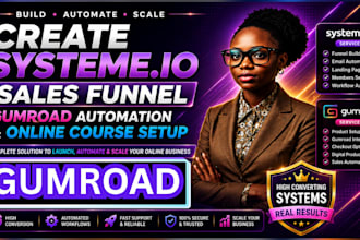 create systeme io sales funnel, gumroad automation and online course setup