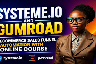 create systeme io sales funnel, gumroad automation and online course setup