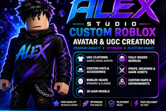 create 3d roblox ugc avatar, rigging roblox buddle, roblox assets, dynamic head