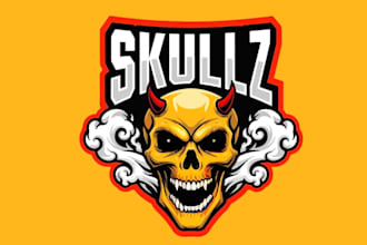 design skull smoke king mascot logo design service