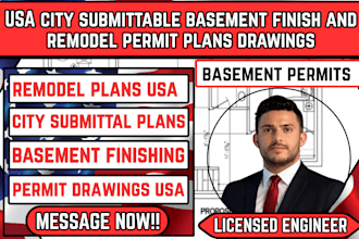 united state city submittable basement finish and remodel permit plans drawings
