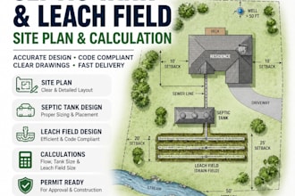 design septic tank and leach field site plan and calculation