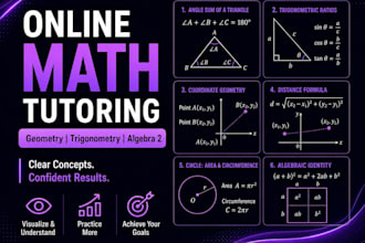 tutor you in geometry, trigonometry and algebra 2