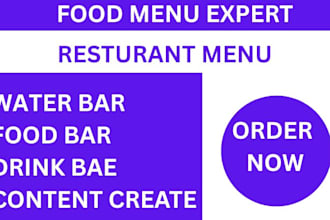 create food, food menu, drink menu