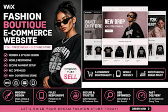 design wix fashion boutique ecommerce website for clothing and streetwear brands
