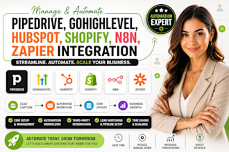 manage pipedrive gohighlevel hubspot shopify n8n automation zapier integration