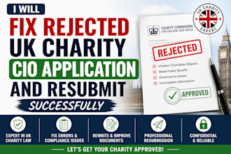 fix rejected UK charity cio application and resubmit successfully