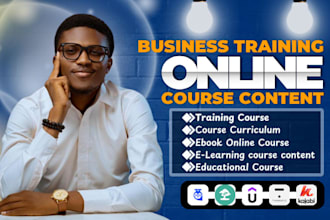 do business training course content, educational course content, video slides