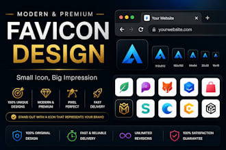 design a modern and unique favicon for your website or brand