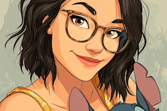 draw cartoon portrait in disney cartoon illustration