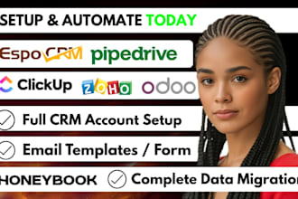 setup and automate hubspot crm pipedrive pipeline odoo crm zoho espo crm clickup
