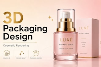 design 3d cosmetic product rendering for skincare brand launch ads