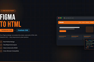 convert figma design to responsive HTML tailwind CSS website