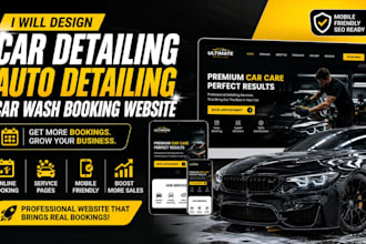 design car detailing website auto detailing car wash booking website