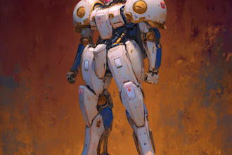 illustrate high quality futuristic mecha designs