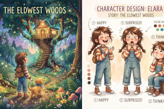 draw whimsical watercolor children book illustration and kids picture book