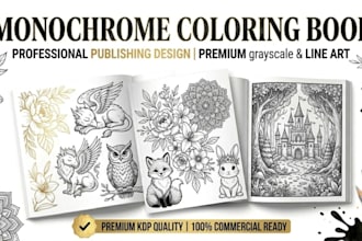 create custom monochrome coloring pages for amazon KDP