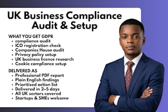 do a UK gdpr compliance audit, companies house check and privacy policy setup