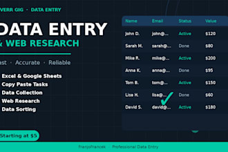 do fast and accurate data entry, copy paste and web research