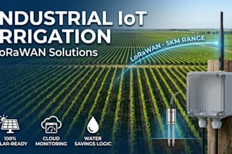 design a professional lorawan smart irrigation system for large scale farms