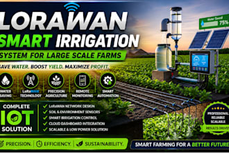 design a professional lorawan smart irrigation system for large scale farms