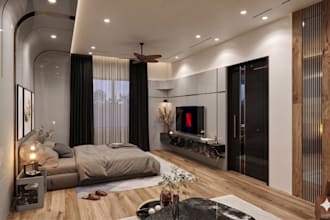 do bedroom, bathroom, kitchen and living room interior design and rendering