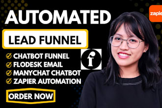 build  manychat chatbot flodesk email automation zapier integration