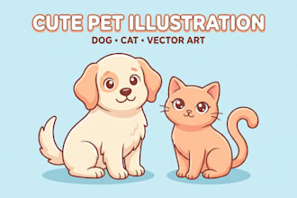 do cute cat pet animal vector art illustration dog pet cartoon line art wildlife