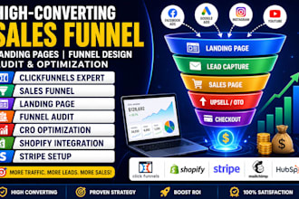 do sales funnel, landing pages, funnel deign, audit, shopify stripe integration