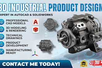 do 3d industrial design, 3d cad rendering and modeling and technical drawing
