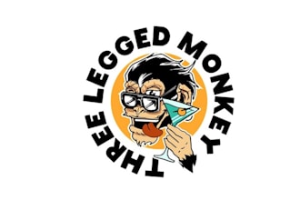 design animals logo for a three legged monkey bar drink