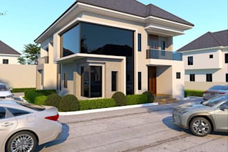 sketch to 3d house, upscale residential render, modern duplex design,archviz,dwg