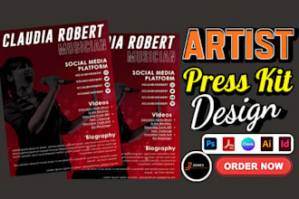design professional artist epk press kit media kit one sheet with clickable link