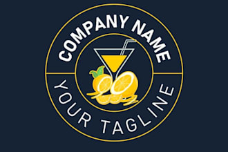 draw cocktail bar vintage logo design for your company