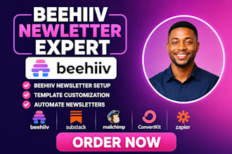 beehiiv newsletter setup, ai landing page, website, beehiiv manager automation