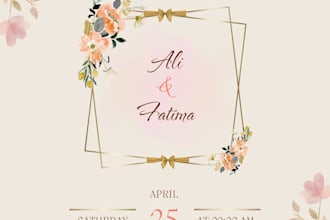 design islamic wedding card with arabic calligraphy