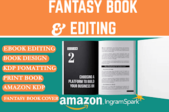 do fantasy book editing, ebook editing, book design, kdp formatting print book
